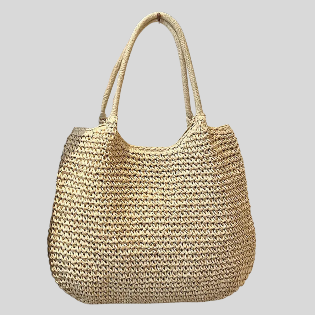 Strohtasche | Große Vintage Schultertasche