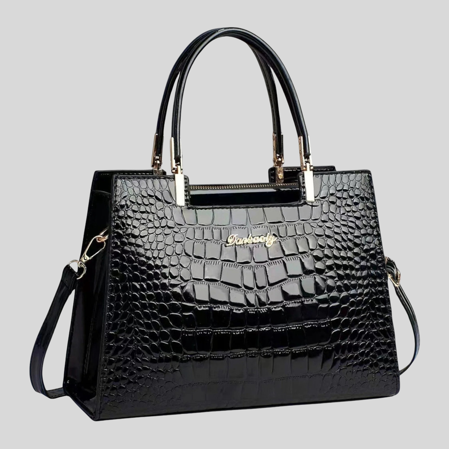 Glänzende Krokodilleder-Handtasche