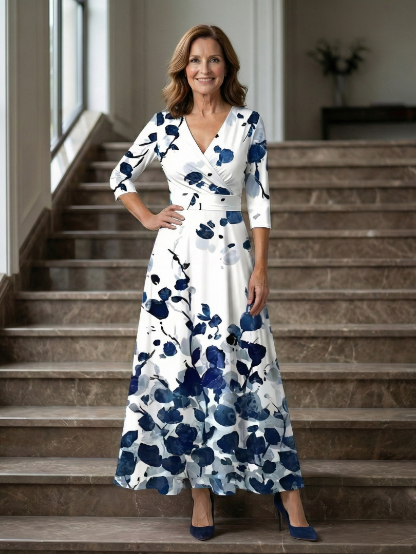 Celine | Midi-Kleid mit Wickelkragen