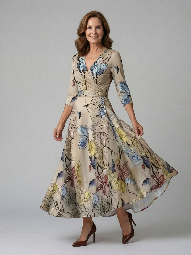 Celine | Midi-Kleid mit Wickelkragen