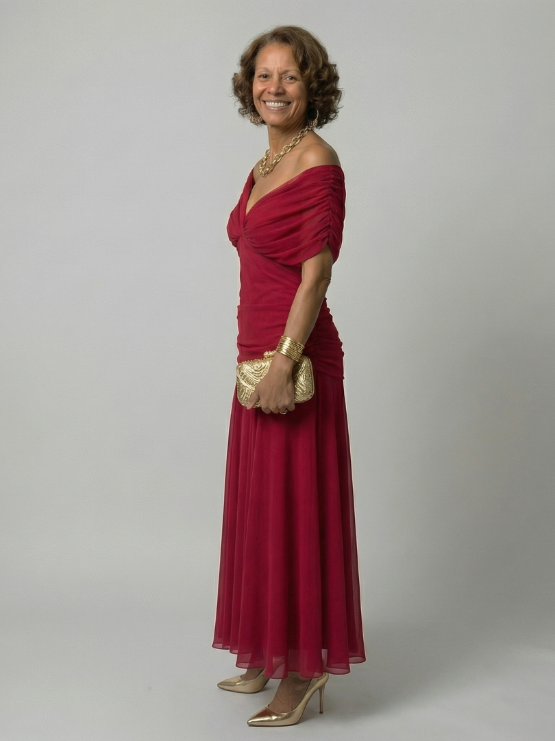 Calen | Midi Kleid mit schulterfreien Trägern