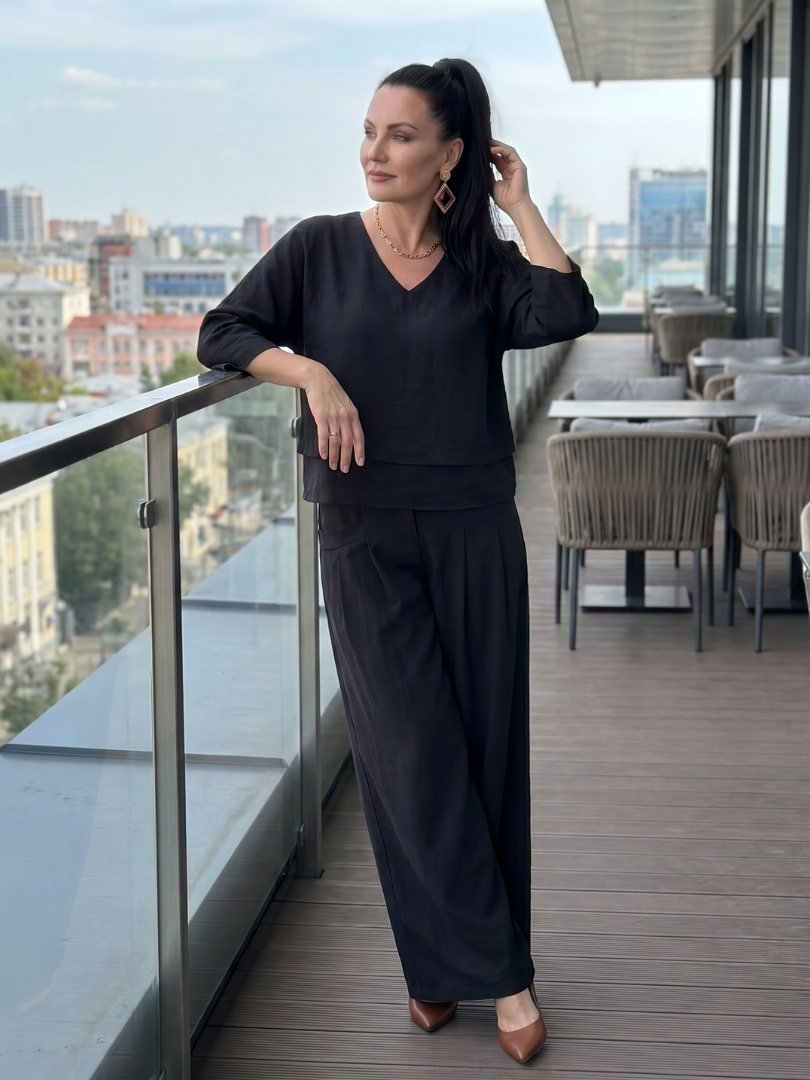 River | Geschichteter Oberteil Weite Hose Set