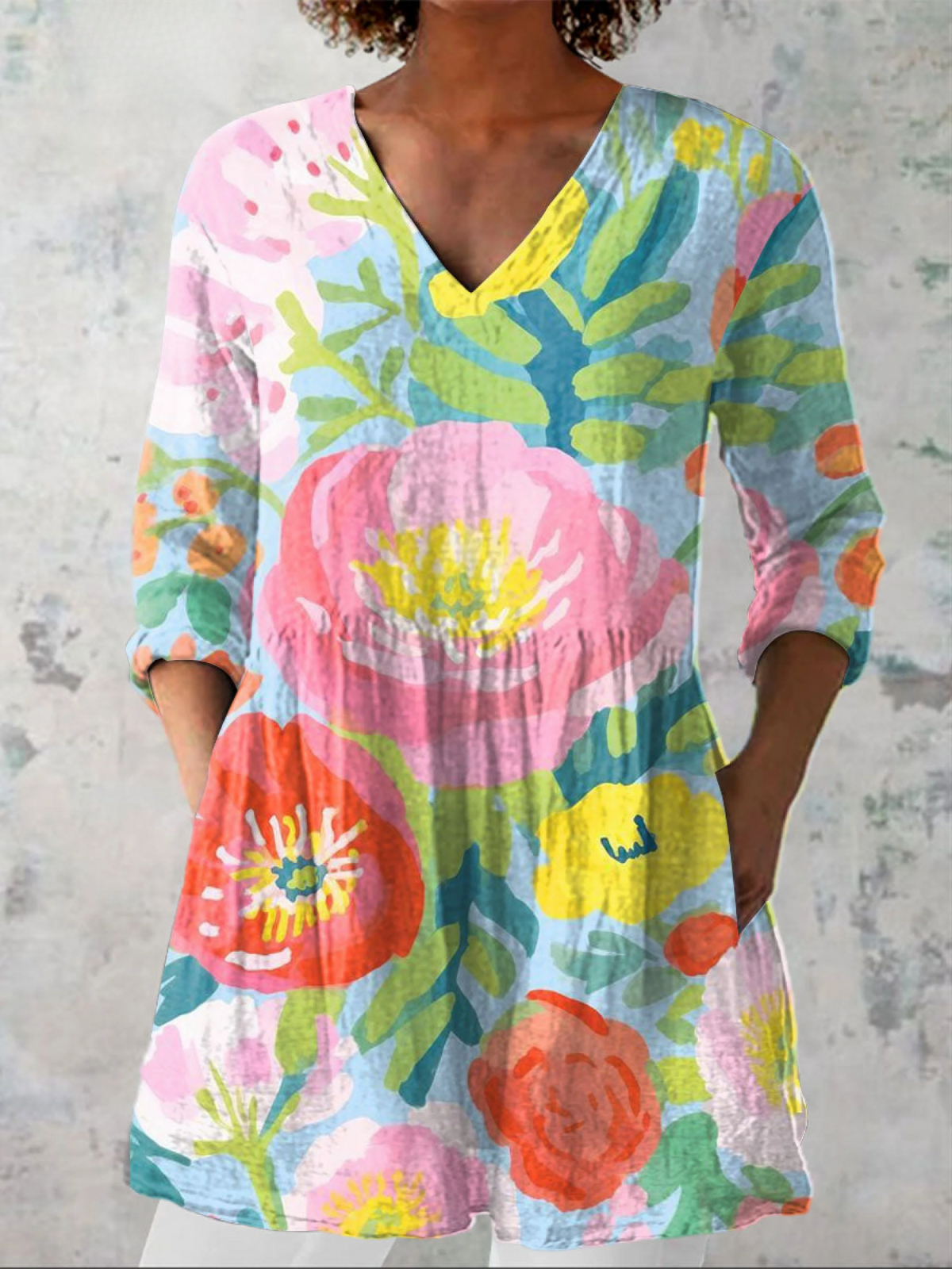 Hélène | Lange Bluse mit V-Ausschnitt