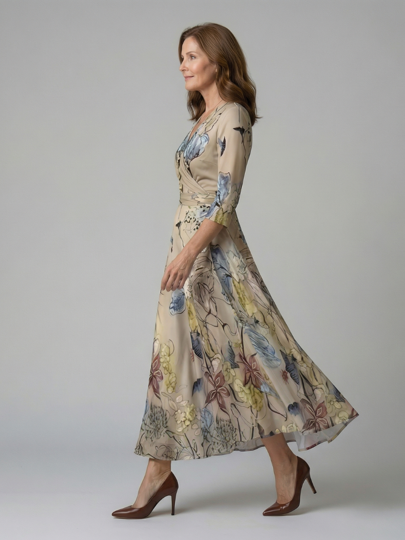 Celine | Midi-Kleid mit Wickelkragen