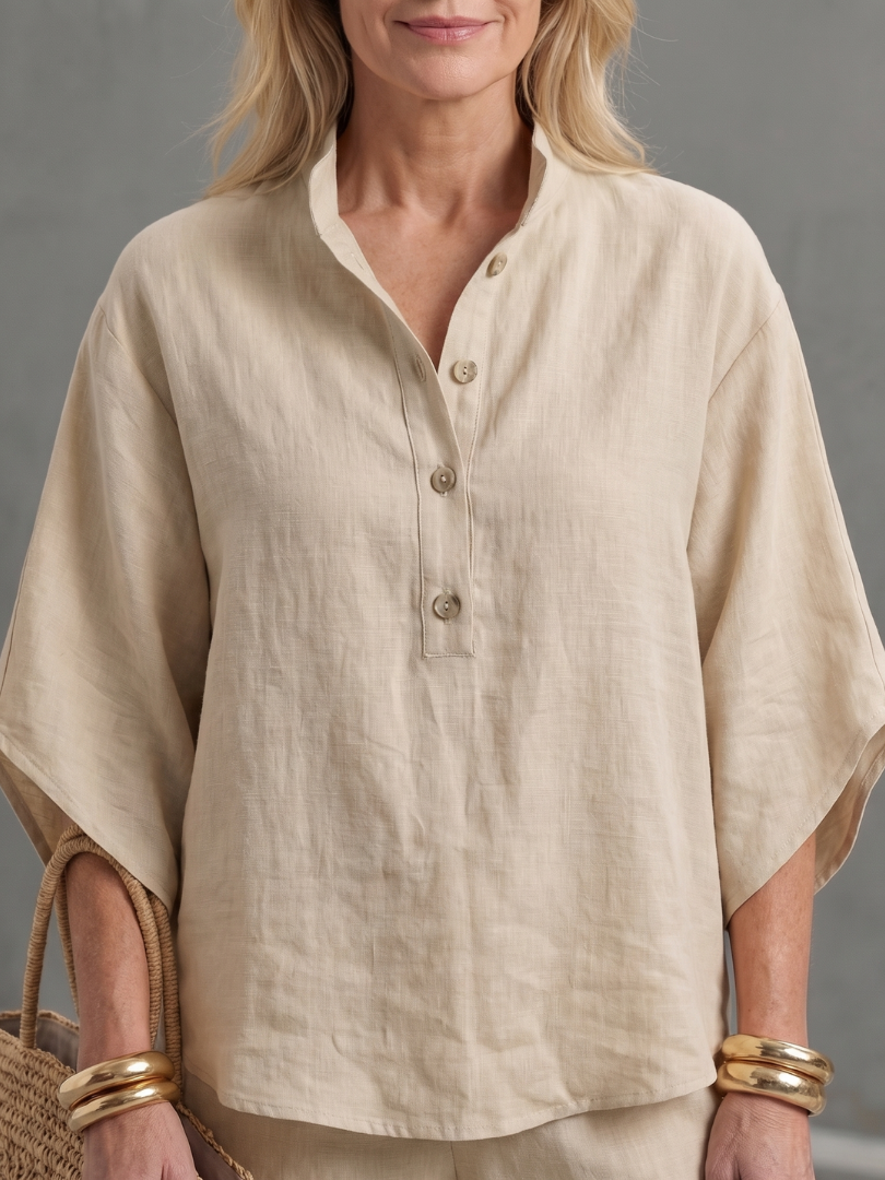 Amity | Knopf-Front Entspanntes Tunika-Hosen-Set