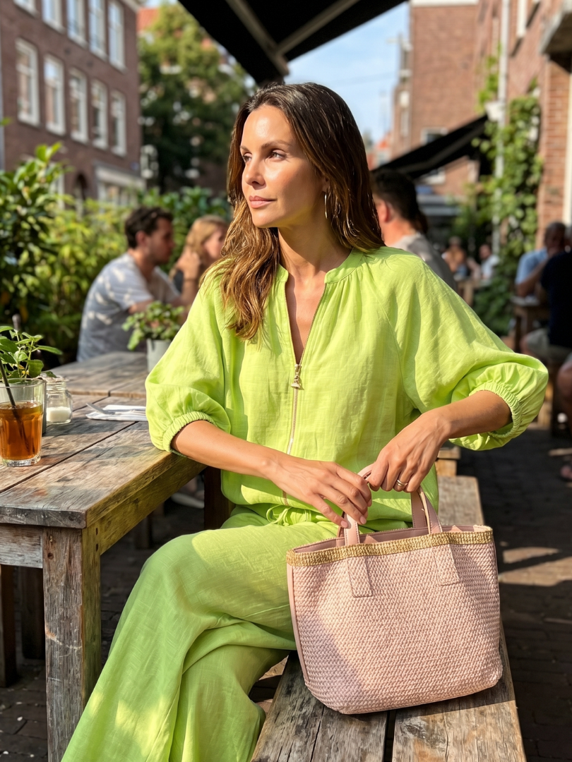 Natalia | Blouson Top mit Reißverschluss und Weitbein-Hose