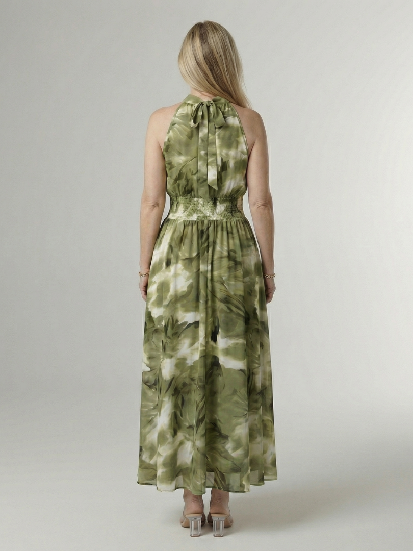 Sylin | Midi-Kleid mit gerafftem Halterneck