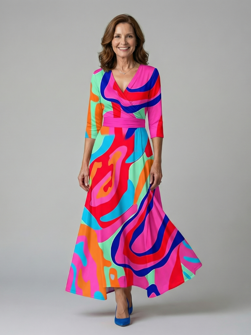 Celine | Midi-Kleid mit Wickelkragen