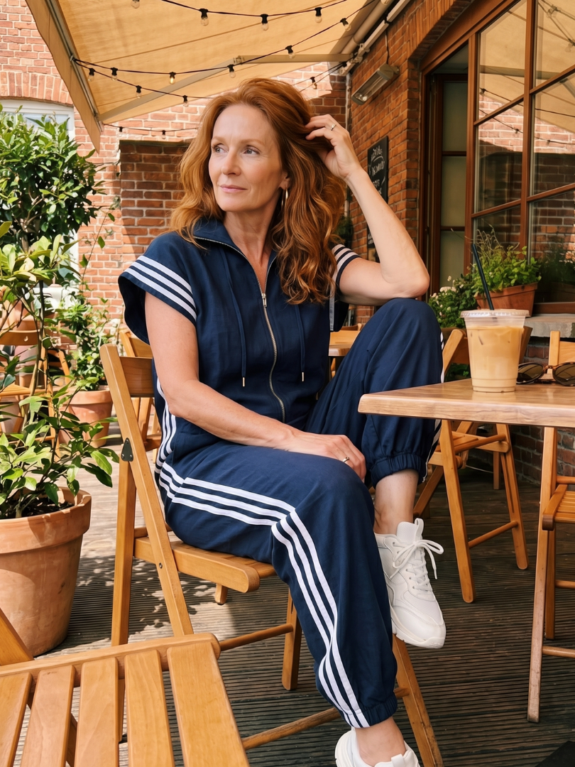 Lark | Jumpsuit mit Reißverschluss und Streifenpanel