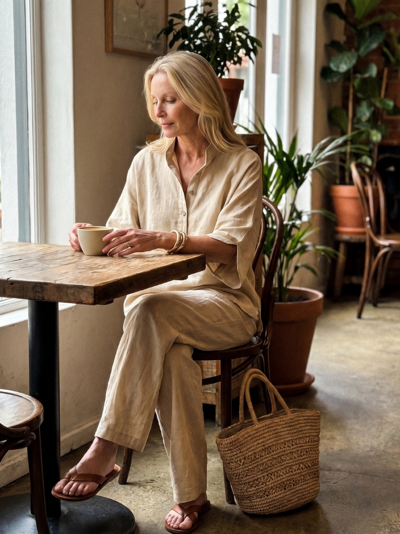 Amity | Knopf-Front Entspanntes Tunika-Hosen-Set