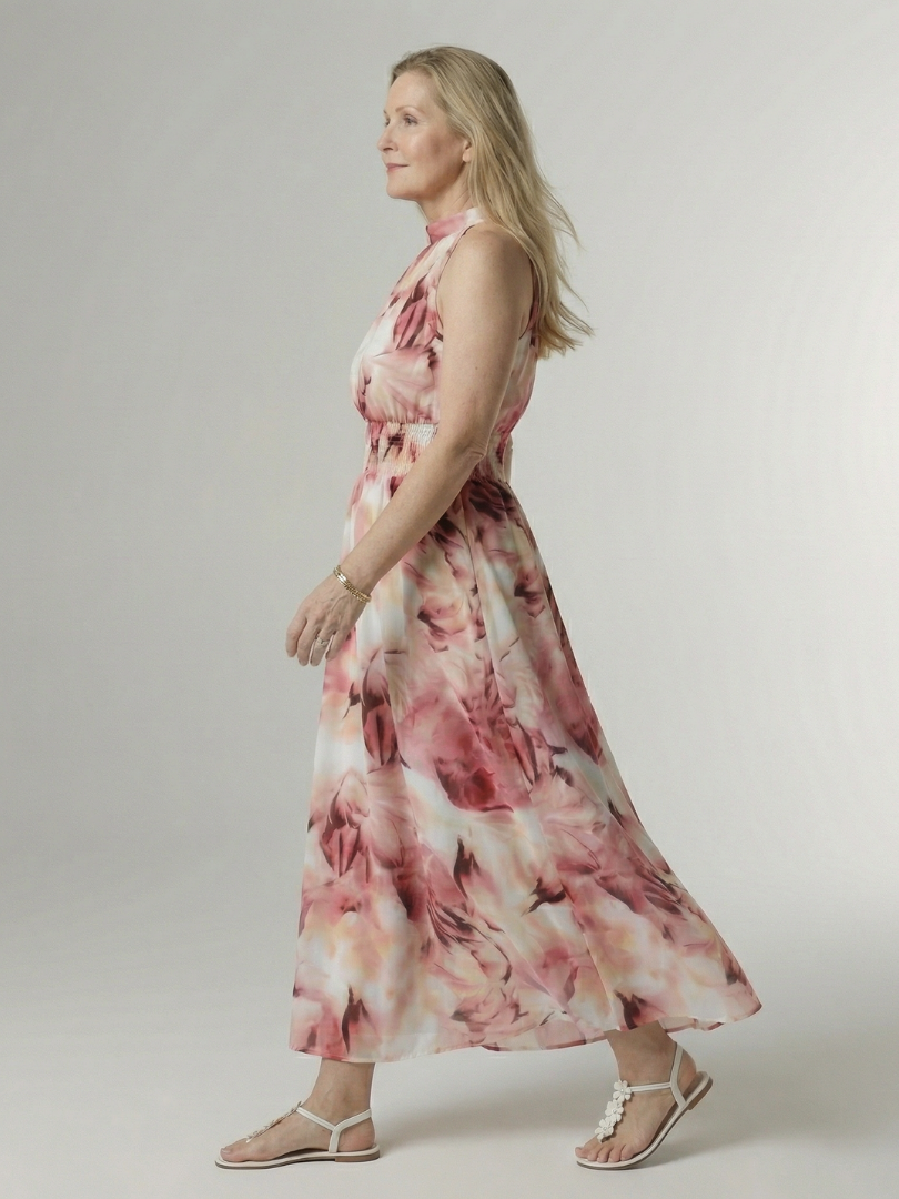 Sylin | Midi-Kleid mit gerafftem Halterneck