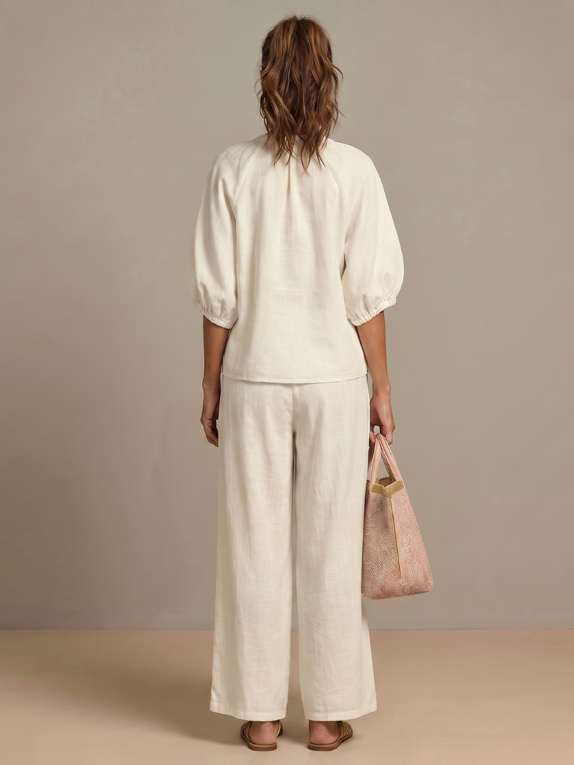 Natalia | Blouson Top mit Reißverschluss und Weitbein-Hose