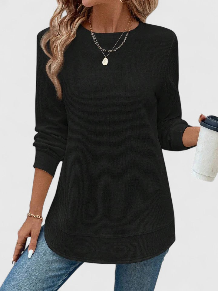Jamie | Elegantes O-Hals Langarmshirt.
