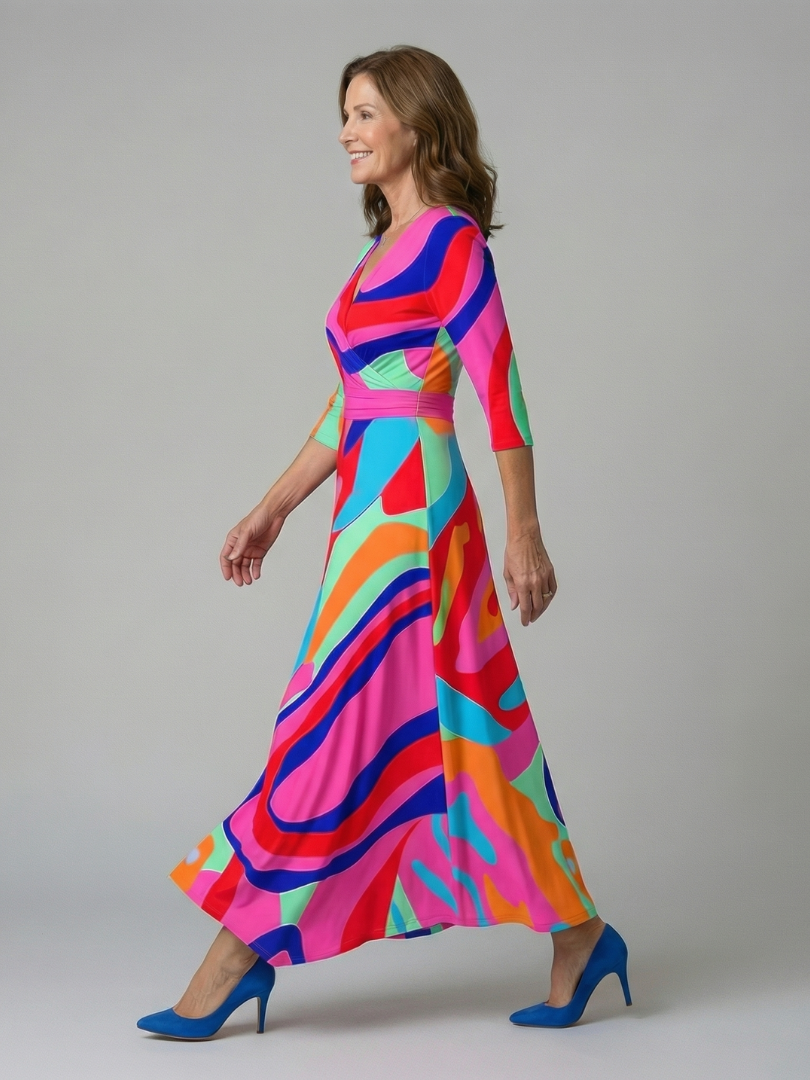 Celine | Midi-Kleid mit Wickelkragen