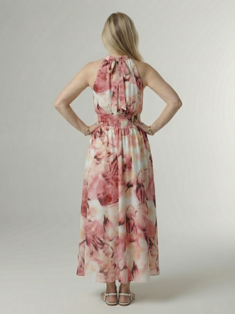 Sylin | Midi-Kleid mit gerafftem Halterneck