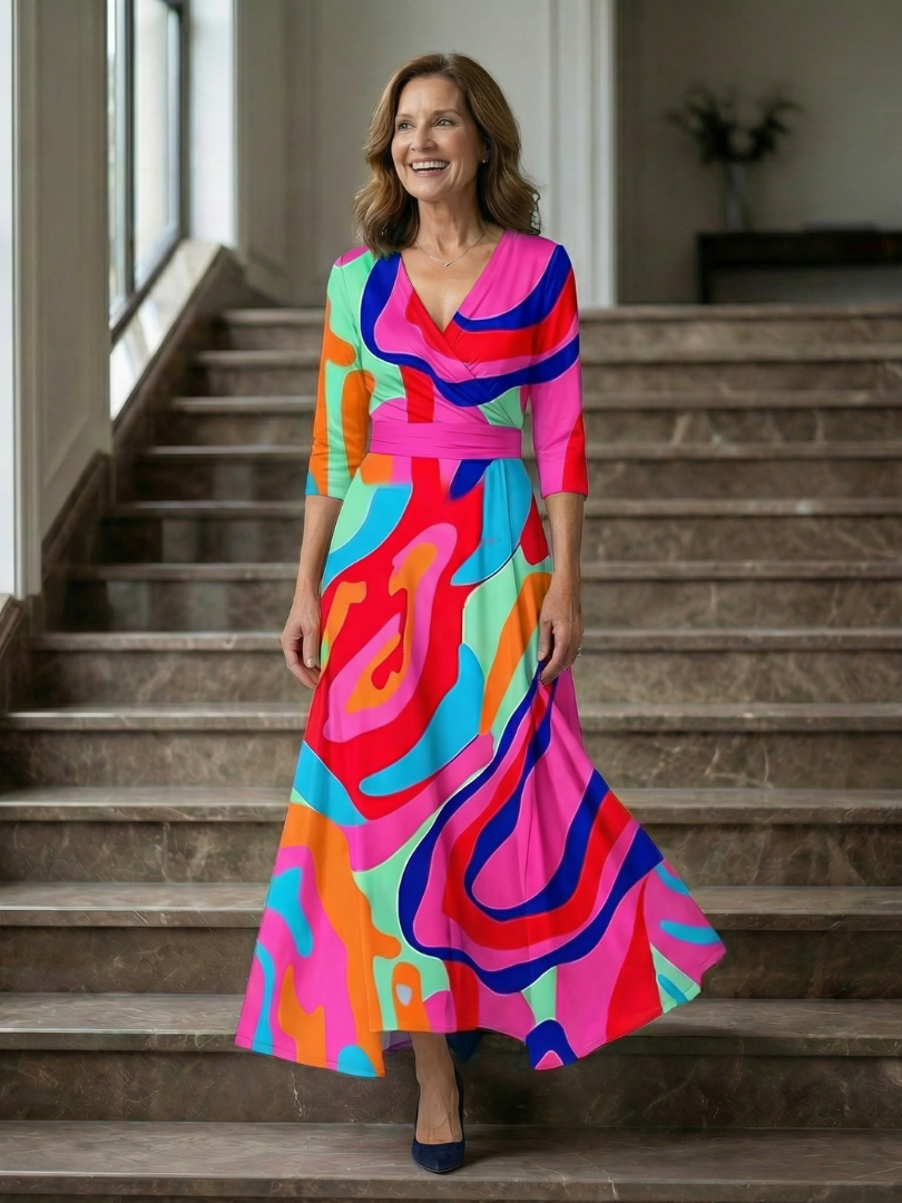 Celine | Midi-Kleid mit Wickelkragen