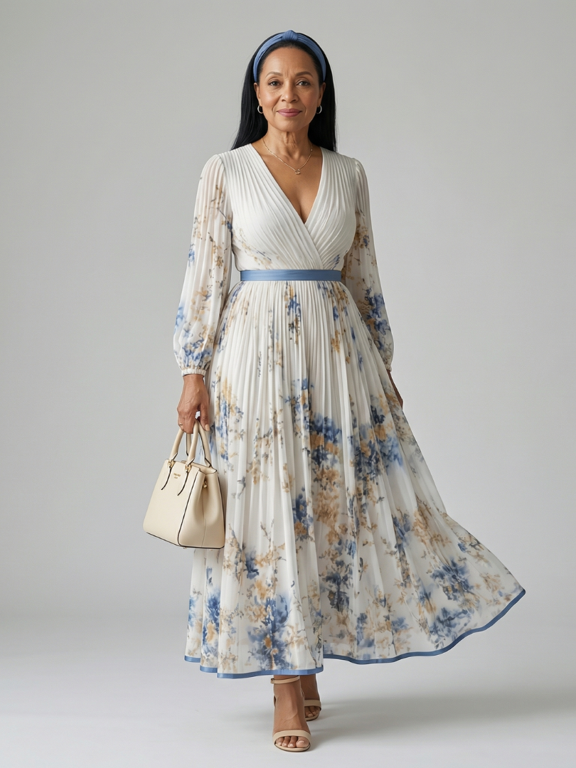Rielle | Midi-Plisseekleid mit Wickeloptik