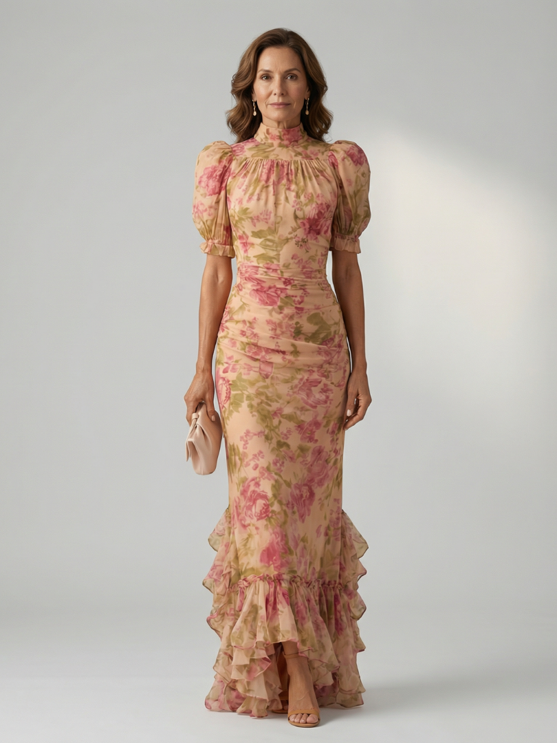 Vianne | Maxikleid mit weichem Stehkragen