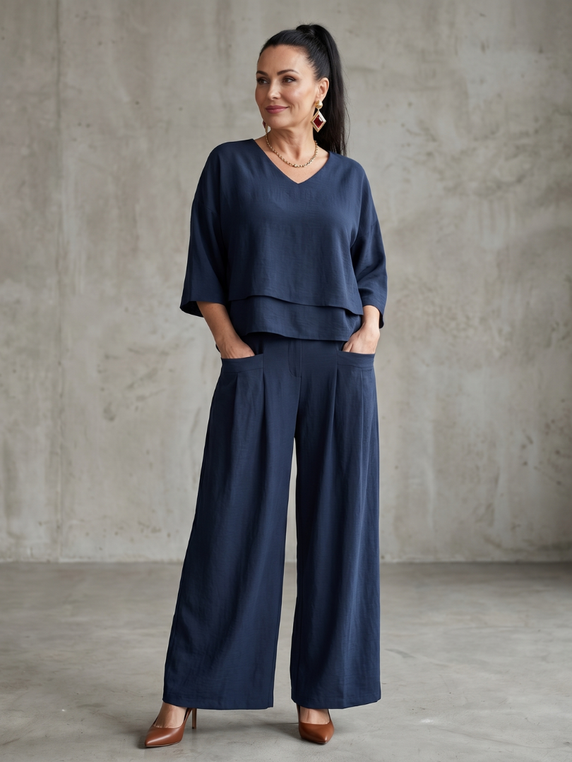 River | Geschichteter Oberteil Weite Hose Set