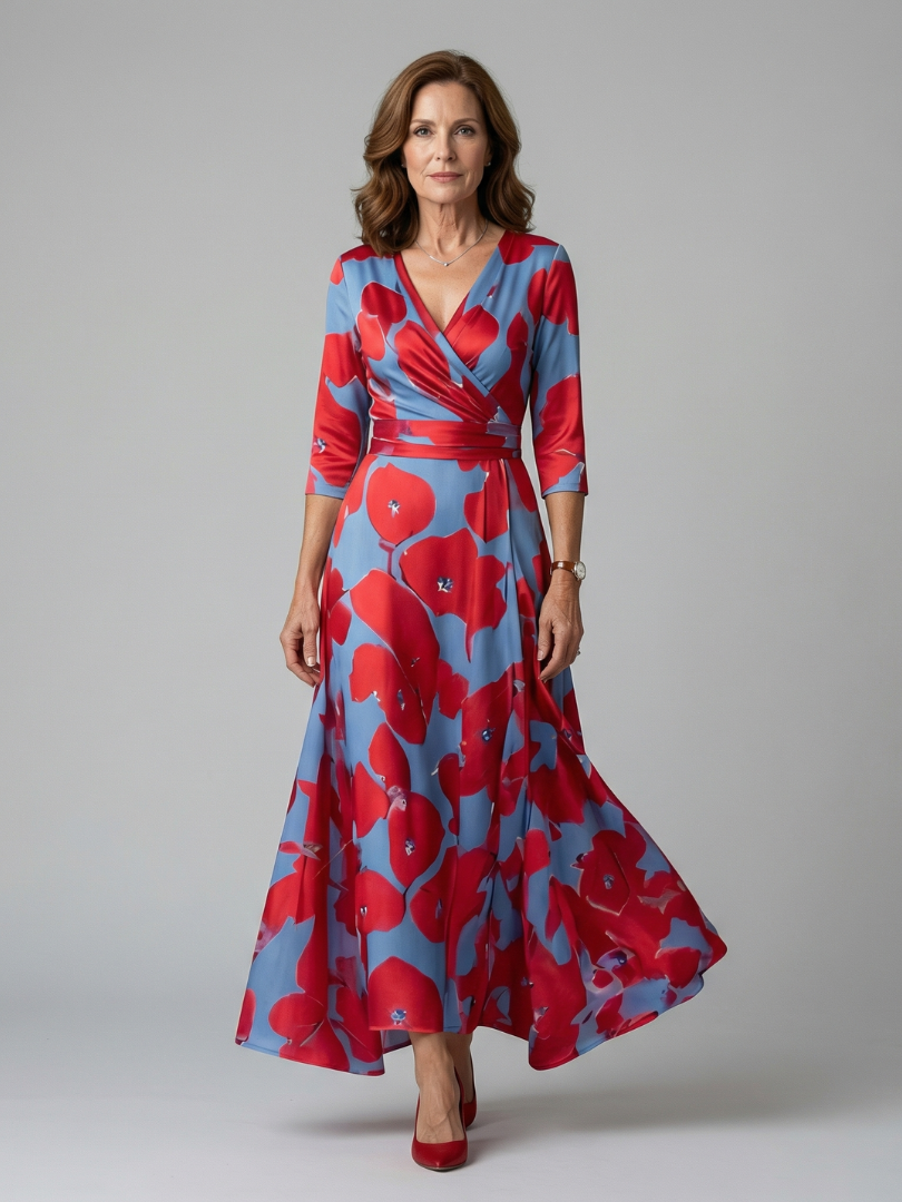 Celine | Midi-Kleid mit Wickelkragen