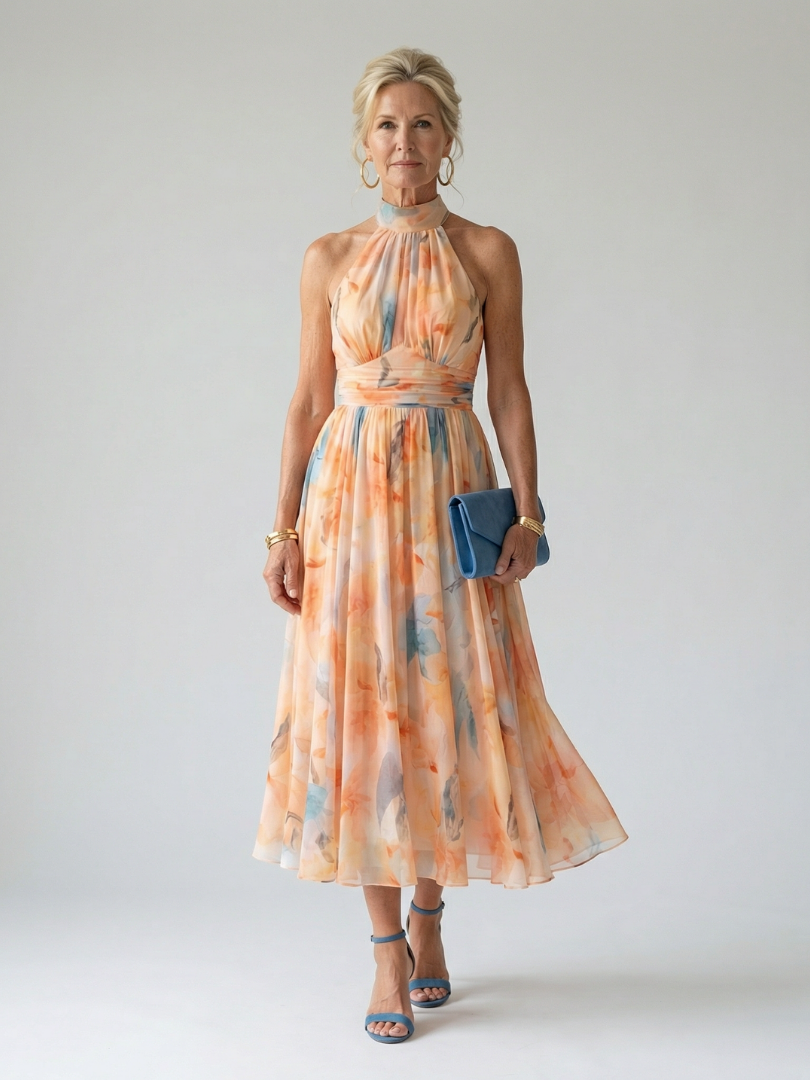Elin | Midi-Kleid mit weichem Halterkragen