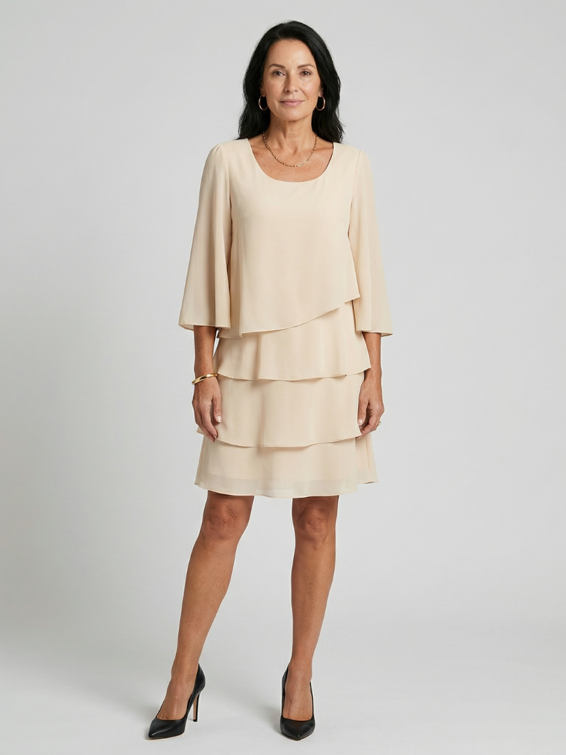 Della | Kleid mit ausgestellten Ärmeln und knielanger Länge