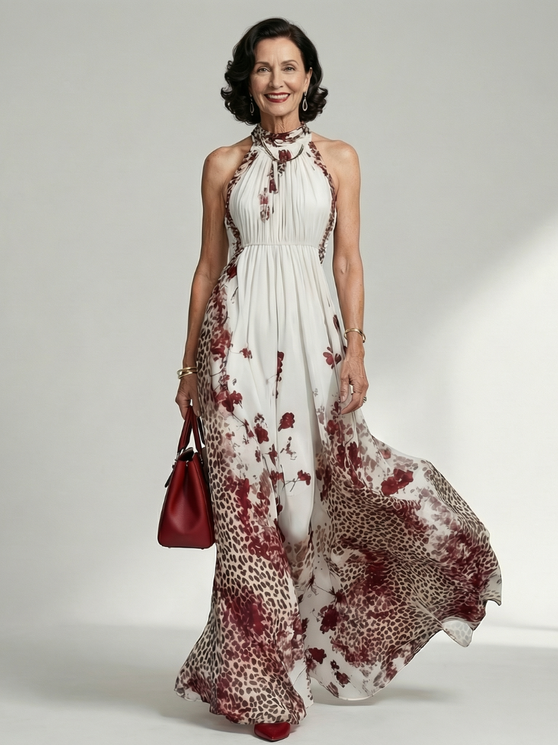 Orlune | Maxikleid mit Faltenwurf in Weiß