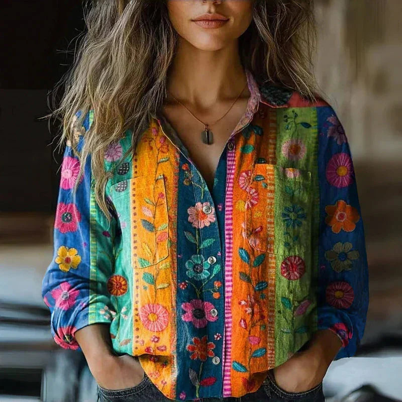 Nanna | Bluse mit Retro-Blumenmuster