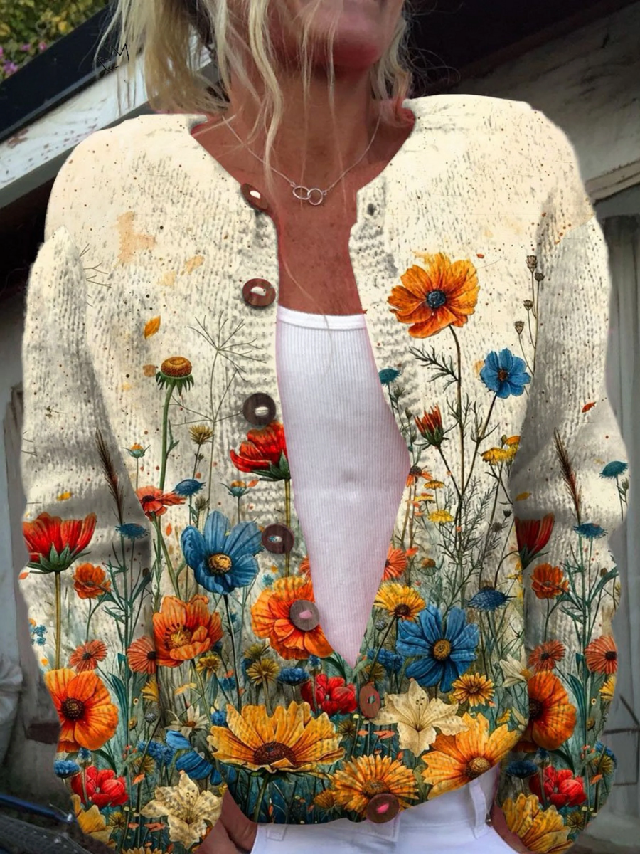 Lunara™ | Damen Vintage Strickcardigan