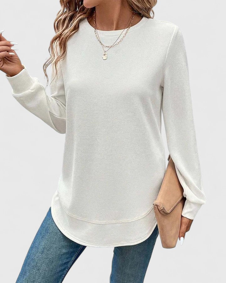 Jamie | Elegantes O-Hals Langarmshirt.