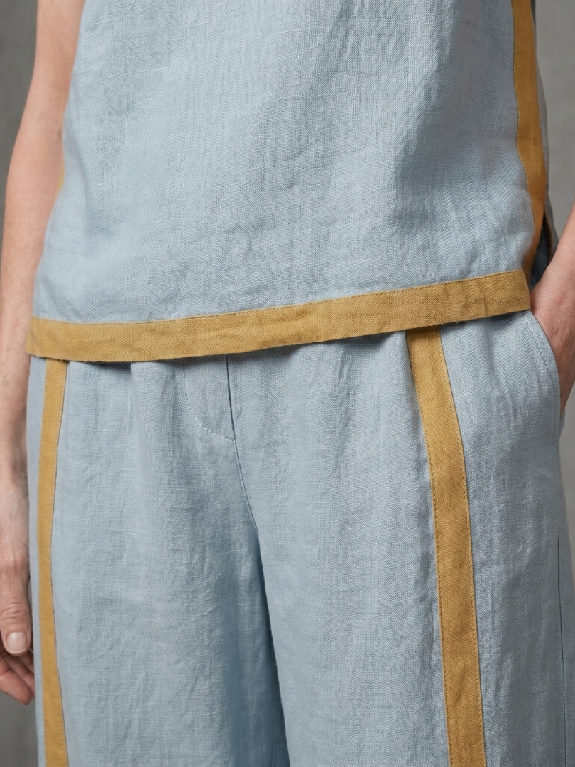 Inara | Ärmelloses Top mit weitem Beinschnitt und Kontrast-Hosen-Set