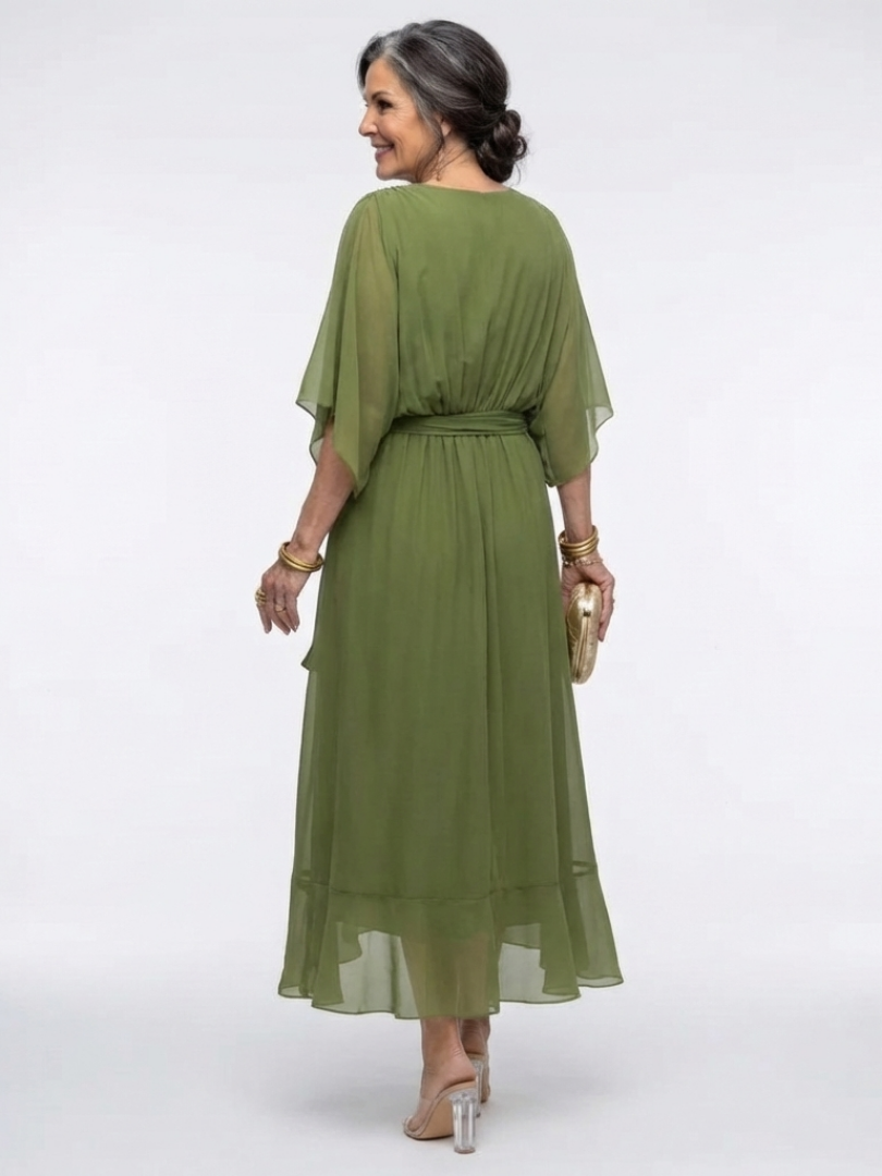 Elysia | Midikleid mit Wickeloptik und V-Ausschnitt mit Gürtel