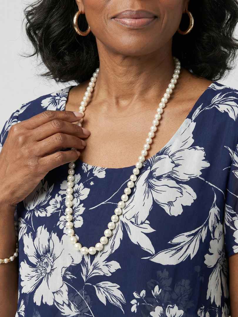Thea | Subtil florales Kleid in Knielänge