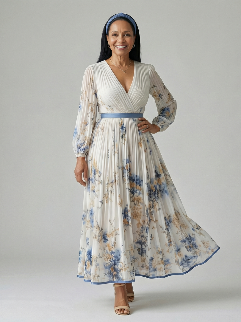 Rielle | Midi-Plisseekleid mit Wickeloptik