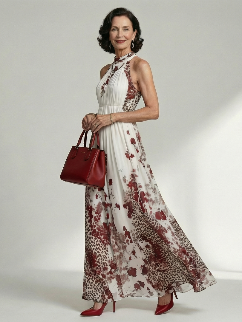 Orlune | Maxikleid mit Faltenwurf in Weiß