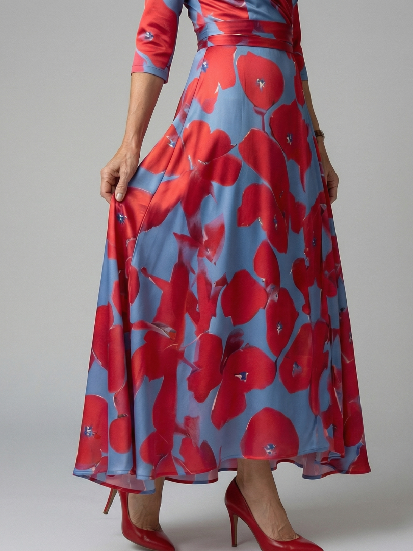 Celine | Midi-Kleid mit Wickelkragen