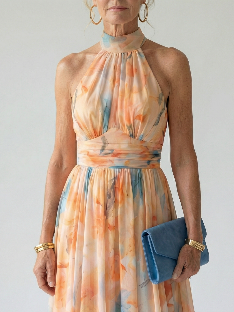 Elin | Midi-Kleid mit weichem Halterkragen