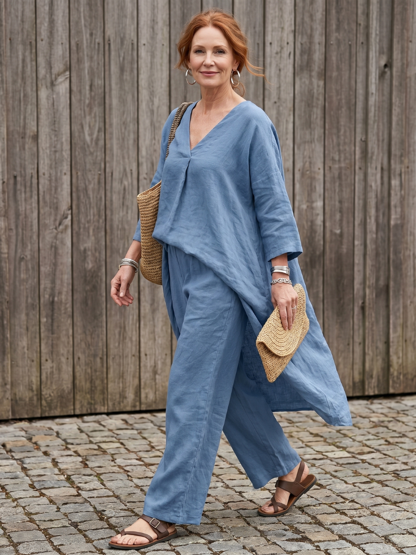 Onyx | Lockere Tunika mit weitem Hosenanzug