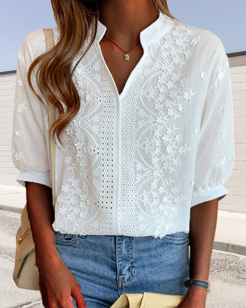 Unni | Elegante weiße Bluse mit Puffärmeln