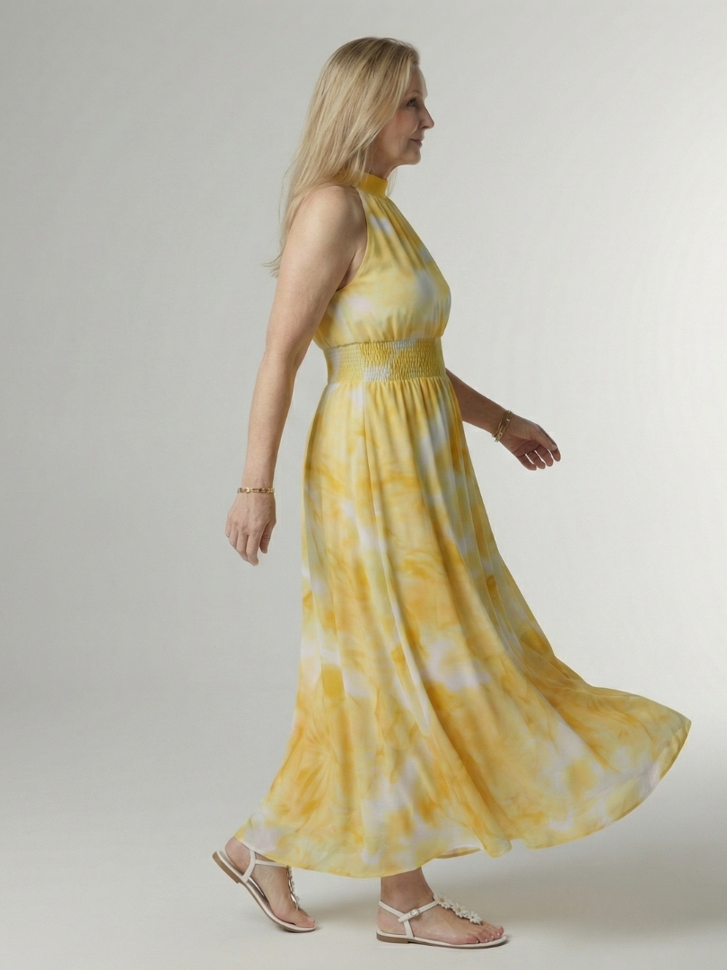 Sylin | Midi-Kleid mit gerafftem Halterneck