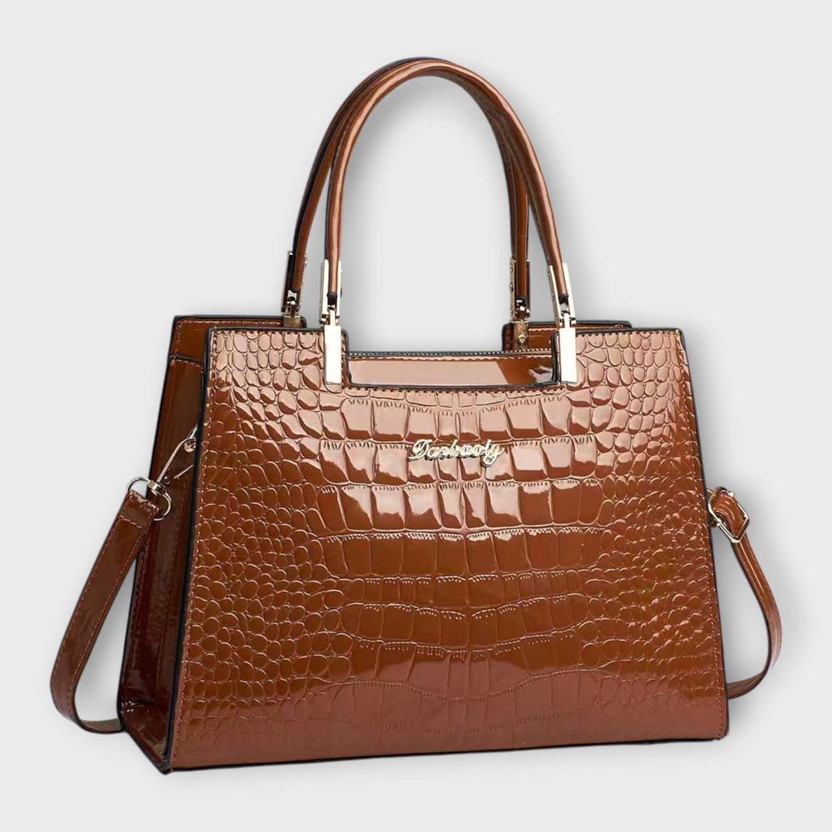Glänzende Krokodilleder-Handtasche