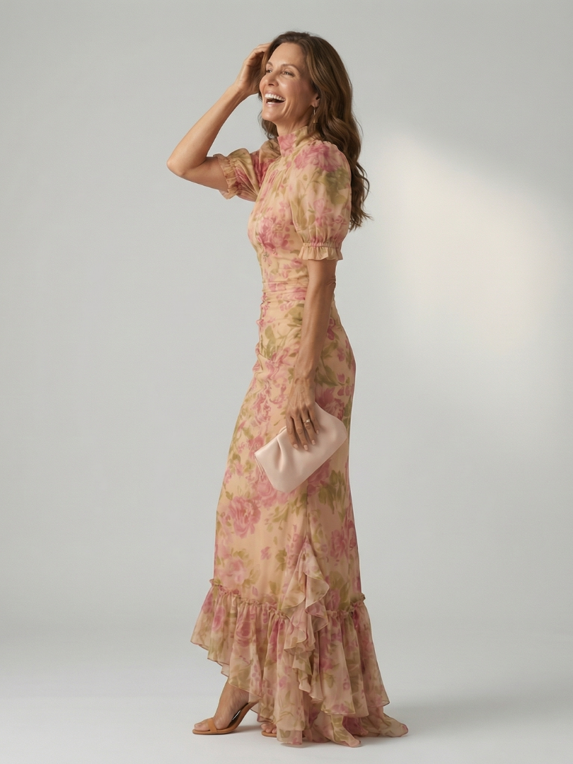 Vianne | Maxikleid mit weichem Stehkragen