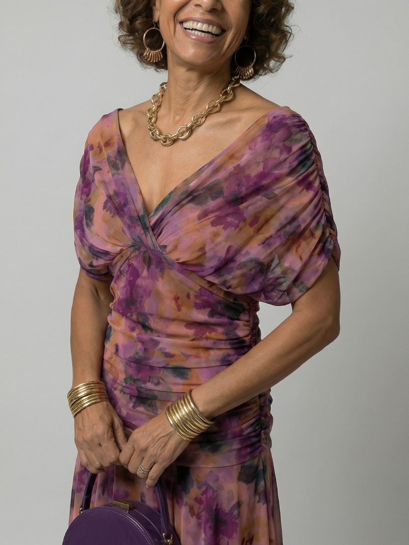 Calen | Midi Kleid mit schulterfreien Trägern