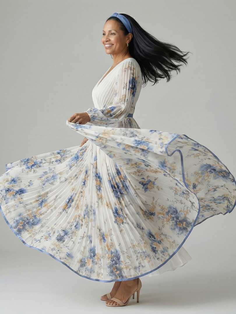 Rielle | Midi-Plisseekleid mit Wickeloptik