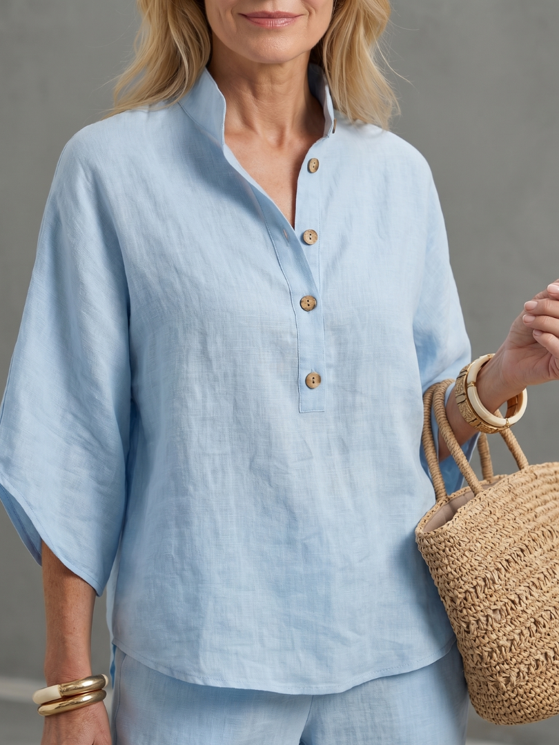 Amity | Knopf-Front Entspanntes Tunika-Hosen-Set