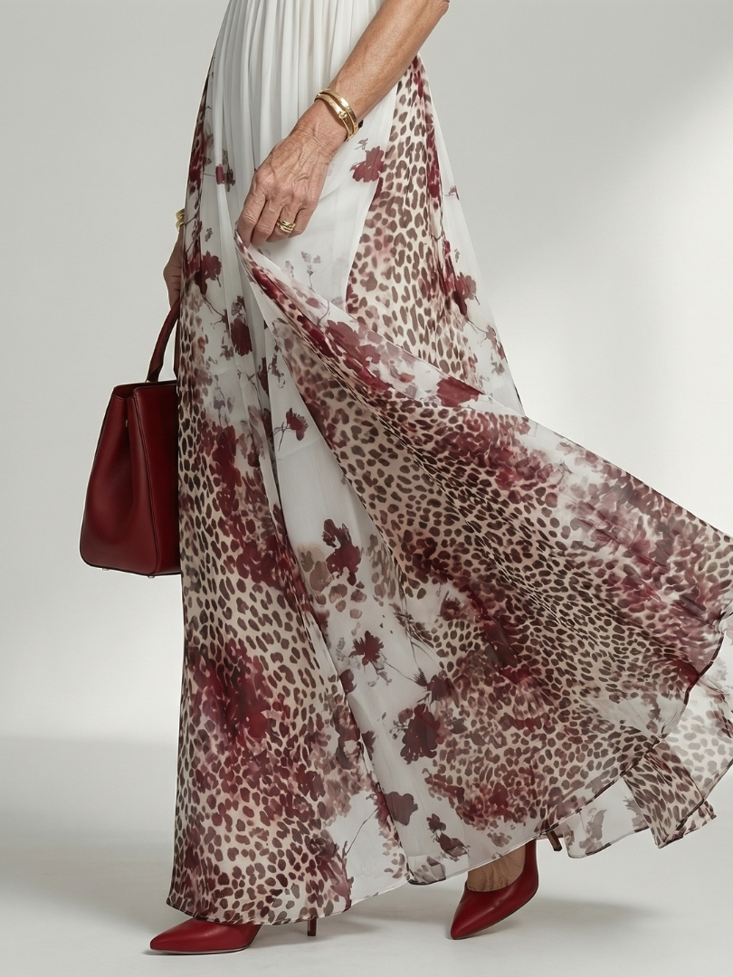 Orlune | Maxikleid mit Faltenwurf in Weiß
