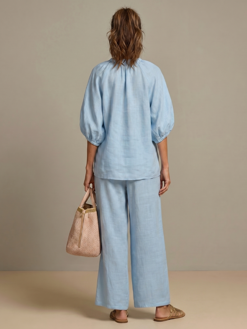 Natalia | Blouson Top mit Reißverschluss und Weitbein-Hose