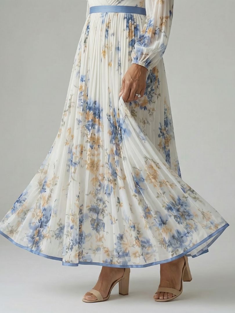 Rielle | Midi-Plisseekleid mit Wickeloptik