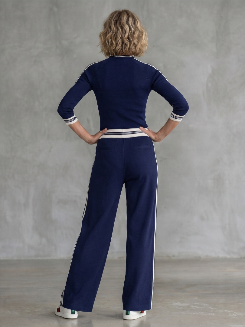 Eirlys | Figurbetontes Langarm-Top mit Weitbein-Hosen-Set
