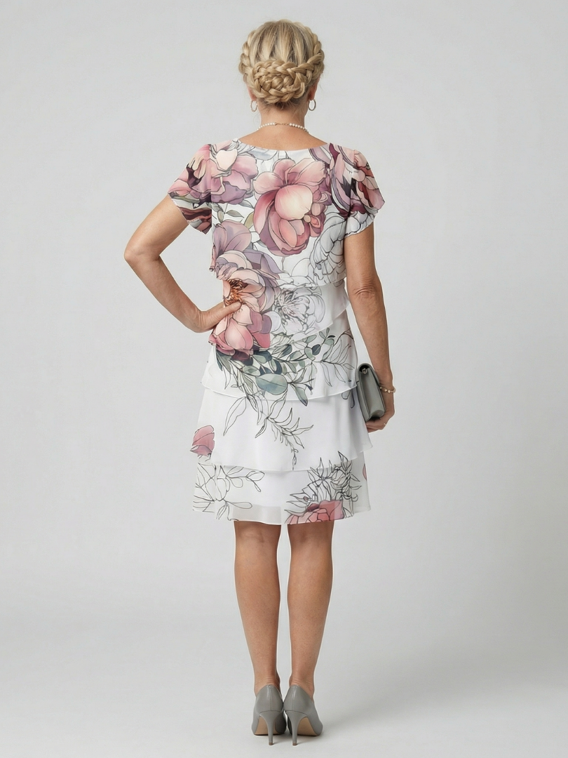 Kualani | Blumenmuster Kleid in Knielänge